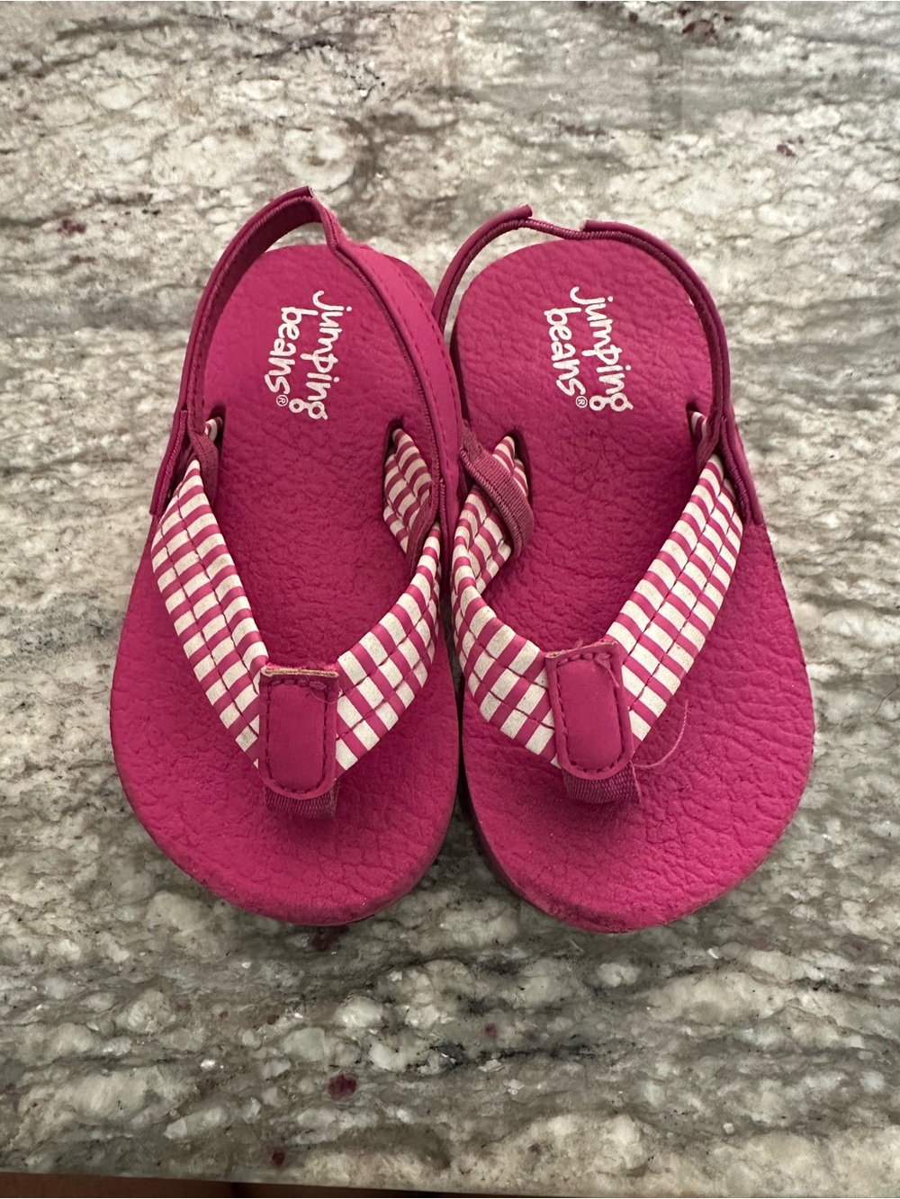 jumping beans Bright Pink Striped Strap Kids Flip Flops